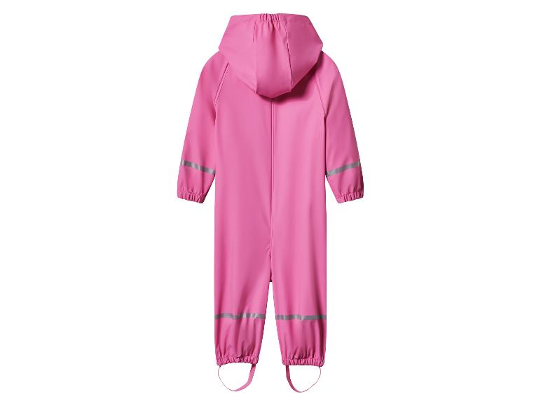 Combinaison imperméable rose pour enfant avec capuche et éléments réfléchissants