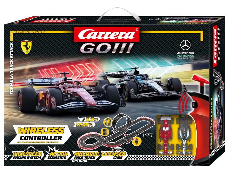 Circuit de course Carrera GO!!! Formula Track Attack avec poignées sans fil.