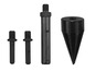 Un ensemble d'outils pour percer avec un foret conique, un porte-outil SDS plus et un porte-outil SDS max.
