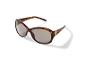 Lunettes de soleil femme avec monture écaille de tortue et détail doré.