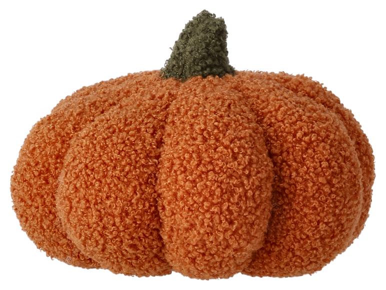Citrouille en peluche couleur pêche.