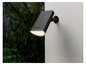 Un lampadaire solaire mural noir avec éclairage LED.