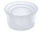 Récipient rond transparent pour aliments avec couvercle.