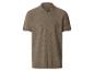 Polo en maille marron à manches courtes avec motif losanges ajourés.