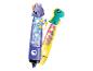 Deux stylos à paillettes, l'un avec un lapin violet et l'autre avec un dinosaure vert.
