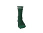 Chaussette de Noël verte avec des motifs d'outils et un texte blanc en haut.