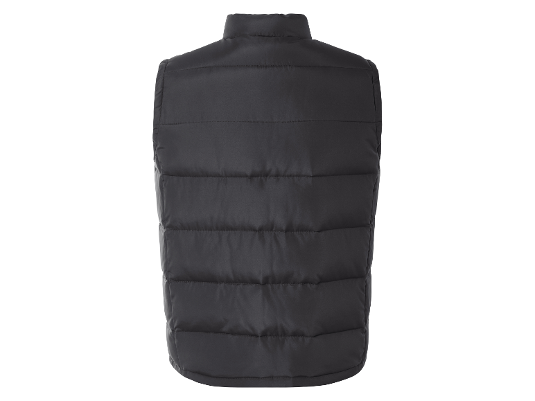 Gilet matelassé gris foncé, vu de dos.