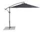 Un parasol gris avec un cadre métallique.