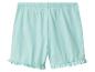 Shorts enfant bleu clair avec taille élastique et ourlet volanté.