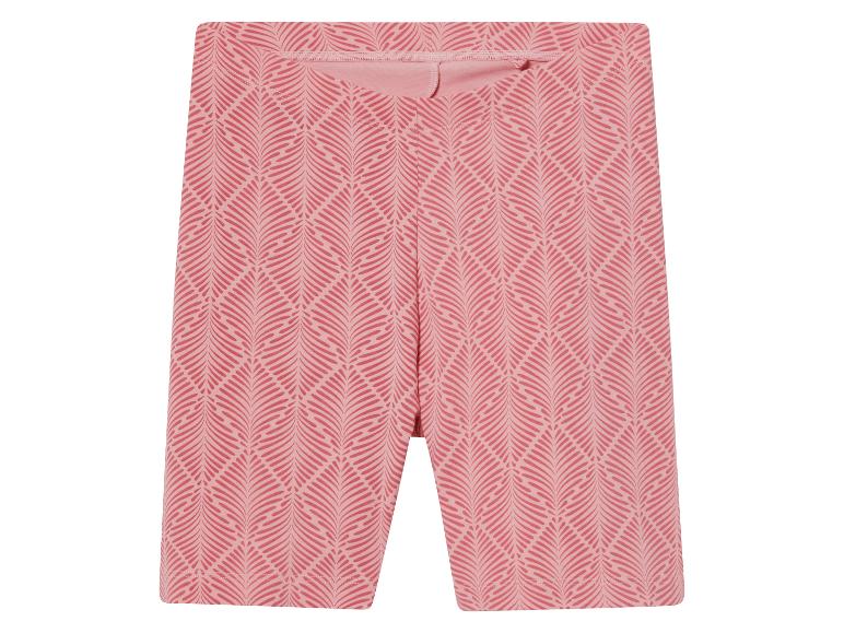 Shorts rose à motif feuilles stylisé.