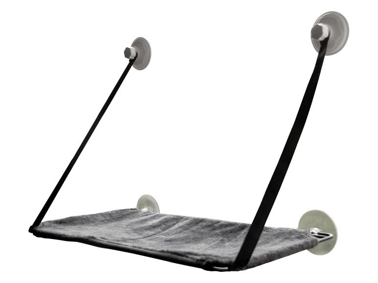 Perchoir de fenêtre gris pour chat avec ventouses