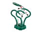 Support de soudure avec loupe, bras flexibles et pinces crocodiles.