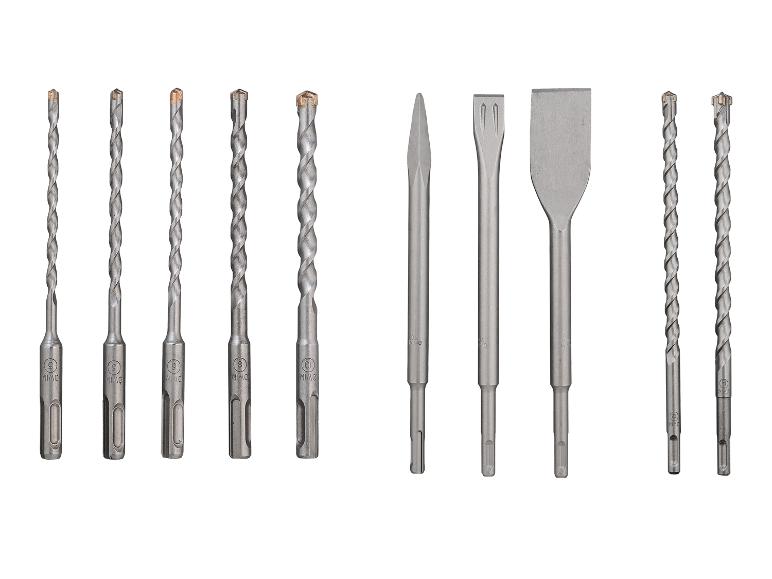 Une collection de forets et de burins avec des queues SDS-plus.