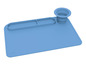 Un tapis de table en silicone bleu avec un porte-gobelet de Crelando.