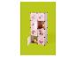 Unité de rangement modulaire rose avec motifs d'animaux de la forêt et jouets.