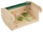 Boîte de rangement en bois avec des blocs verts avec des feuilles et une fleur.
