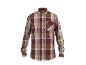 Chemise à carreaux pour homme à manches longues en marron, beige et blanc.