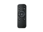 Télécommande noire avec boutons de réglage de la température et du ventilateur.