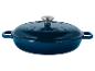 Cocotte en fonte émaillée bleu foncé avec couvercle et bouton en acier inoxydable