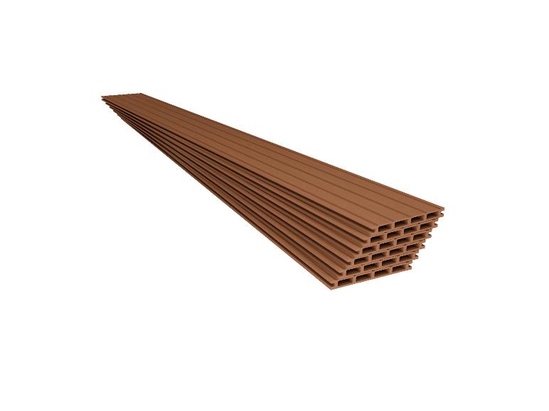 Pile de planches de terrasse en bois composite marron