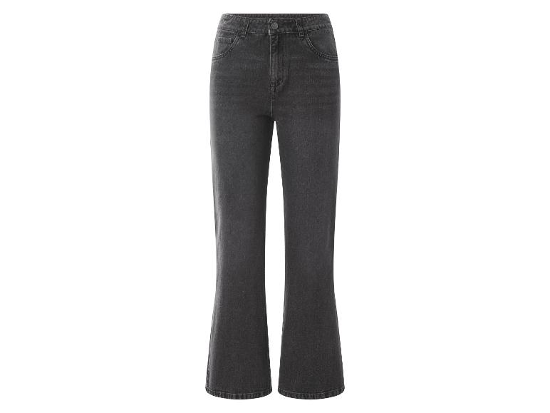 Jean femme gris foncé à jambe large.