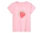 T-shirt rose clair pour enfant, imprimé fraise kawaii.