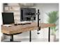 Moniteur sur support de bureau avec clavier et souris.