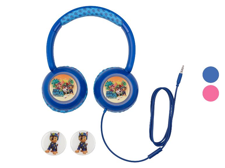 Casque audio bleu Paw Patrol, avec deux autocollants.