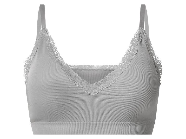 Bralette côtelée gris clair avec bordure en dentelle délicate