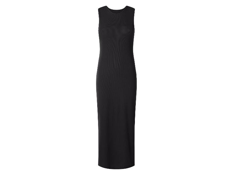 Robe longue noire côtelée sans manches