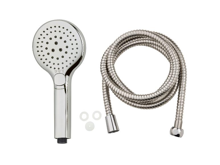 Ensemble de douche chromé avec douchette et tuyau spiralé