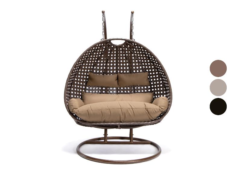 Fauteuil suspendu marron avec coussins beiges