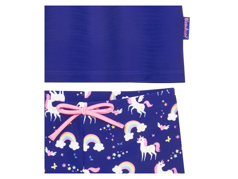 Playshoes : haut et bas de maillot de bain enfant, imprimé licornes arc-en-ciel.