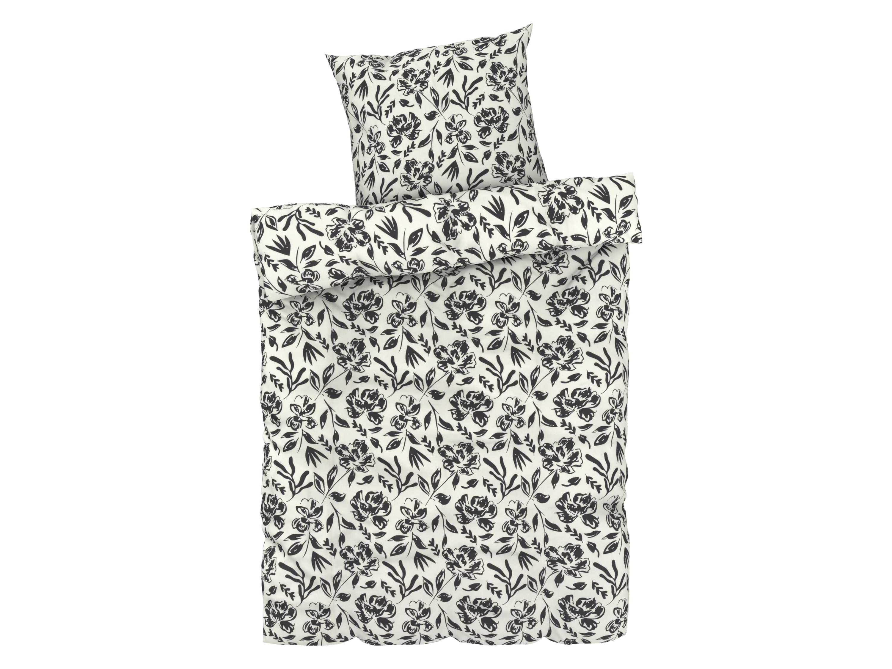 LIVARNO home Parure de lit en satin microfibre, 140 x 200 cm (Fleurs/blanc)
