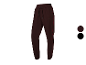 Pantalon de jogging bordeaux foncé pour femme avec des bandes rouges.
