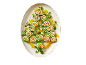 Rouleaux de crêpes au saumon et fromage frais, garnis de tranches d'orange et d'herbes.