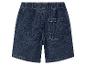 Short en jean bleu foncé avec taille élastique et poche arrière.