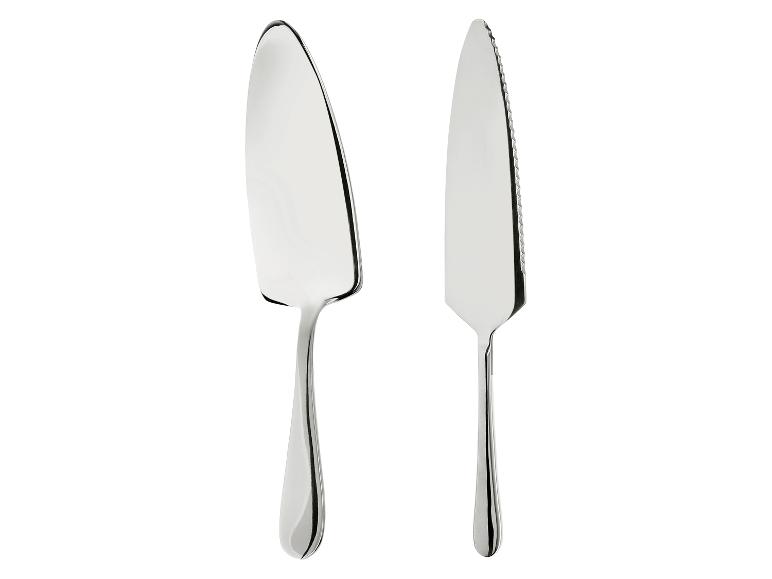 Ensemble de service à gâteau, composé d'une pelle et d'un couteau dentelé.