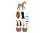 Figurines de cheval, accessoires pour cheveux et équipement de coiffure.