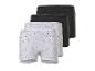 Lot de trois boxers pour fille : deux noirs et un blanc à pois gris.