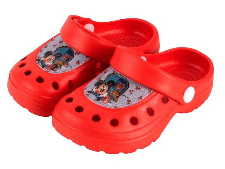 Sabots rouges Minnie Mouse pour enfants.