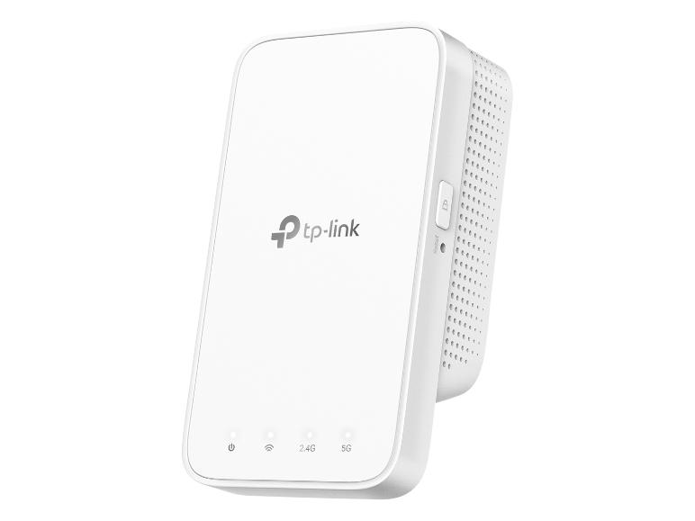 Répéteur Wi-Fi blanc avec voyants lumineux pour l'alimentation, le Wi-Fi, le 2.4G et le 5G.