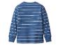 T-shirt bleu à manches longues avec des rayures horizontales blanches