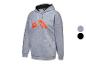 Sweat-shirt à capuche Crivit gris avec logo orange.