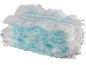 Pile de masques faciaux jetables blancs et bleus.