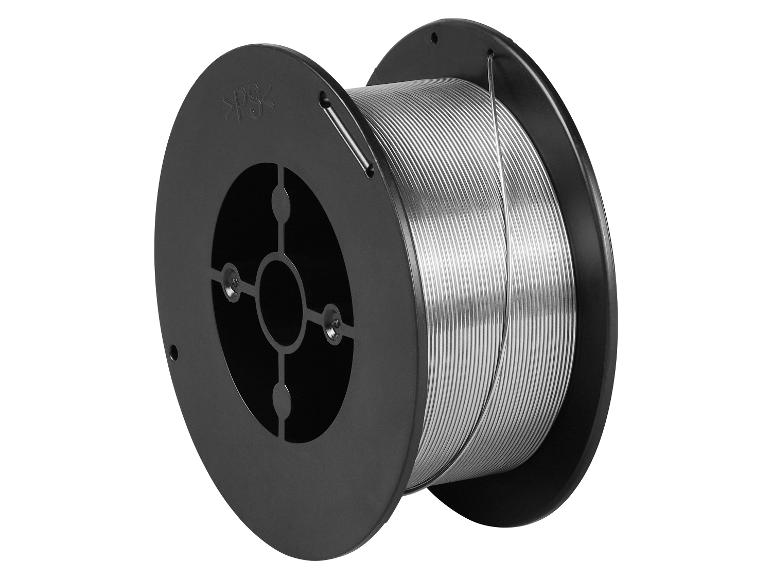 Bobine de fil à souder gris sur fond blanc