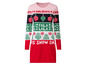 Un pull de Noël rose avec des décorations de Noël, des flocons de neige et l'inscription 'Fa La La'.