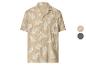 Chemise homme à manches courtes imprimé feuilles de palmier, beige.