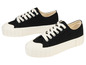 Deux paires de baskets en toile noires avec des semelles blanches.