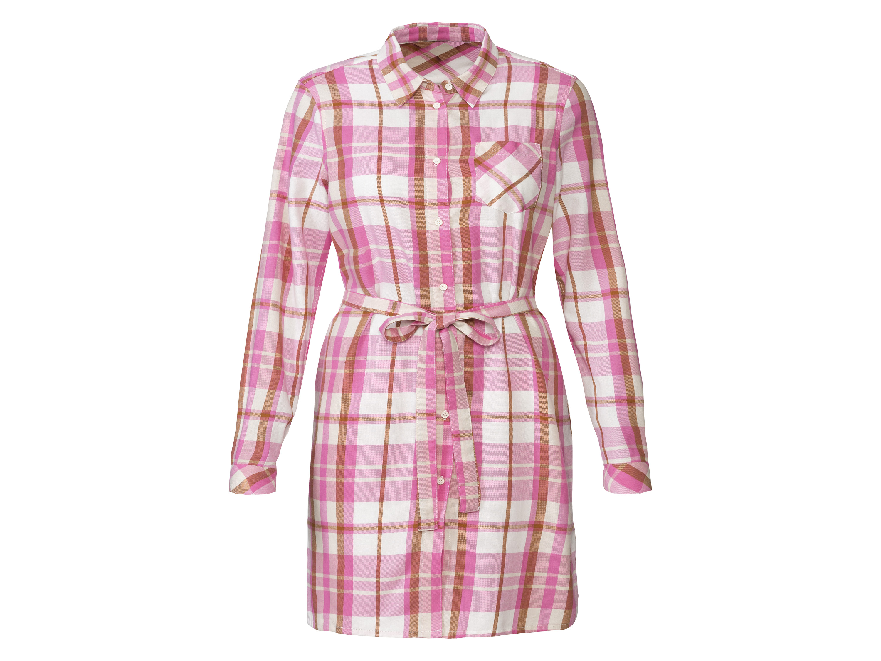 esmara® Chemise longue en flanelle femme (carreaux/rose/blanc)